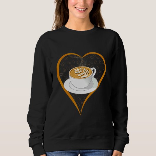 Sweatshirt Barista Cute Café Coeur Café Cappuccino (Devant)