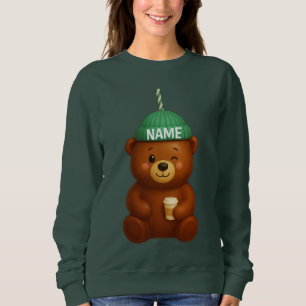 Sweatshirt Barista Ours en Café - Nom Personnalisé