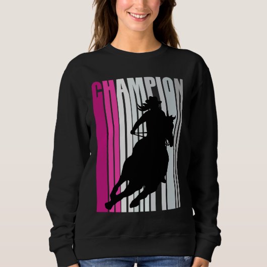 Sweatshirt Barrel Racing Champion Horse Riding Pink Retro Cow (Devant)