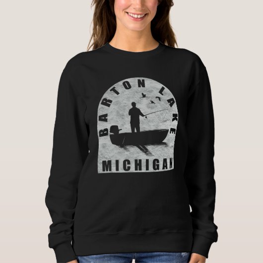 Sweatshirt Barton Lake Fishing Michigan (Devant)
