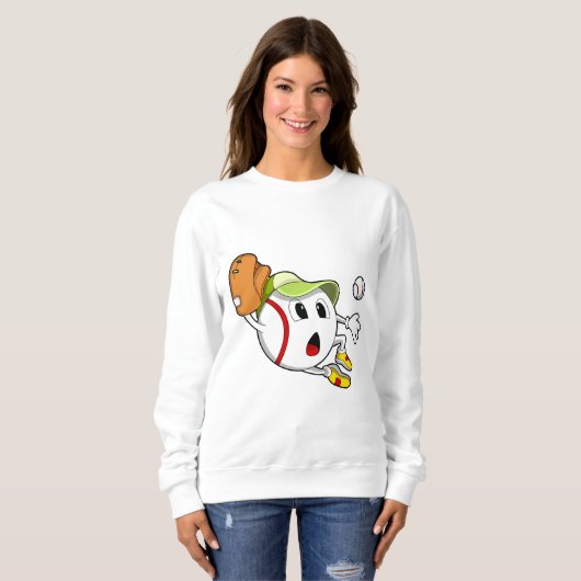 Sweatshirt Base-ball avec Baseball Glove & Cap (Devant entier)