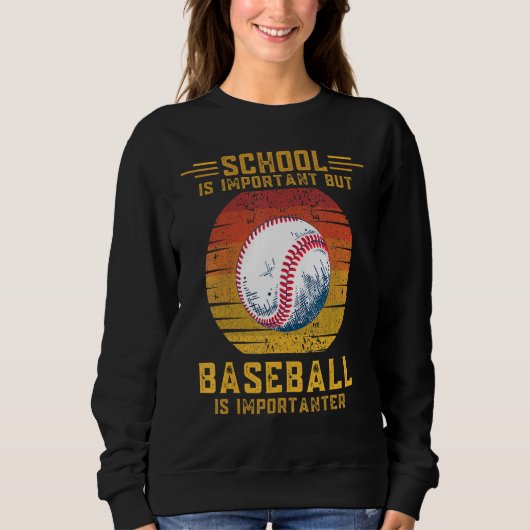 Sweatshirt Baseball Is Importanter Than School Sunset Retro S (Devant)