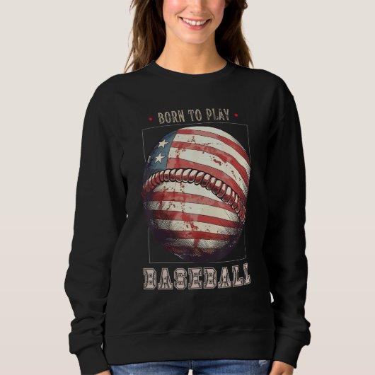 Sweatshirt Baseball Merica Patriotic 4th July American Flag (Devant)