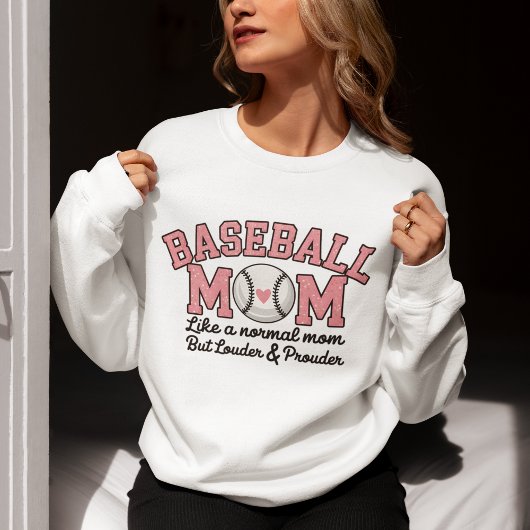 Sweatshirt Baseball Mom cute bright Pink text