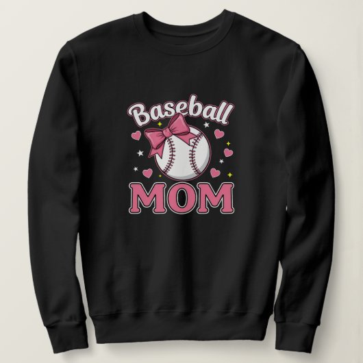 Sweatshirt Baseball Mom Cute Pink Bow Design (Design devant)