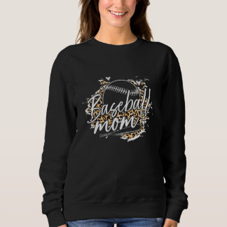 Sweatshirt Baseball Mom Leopard Pattern Baseball Mother