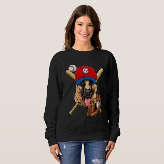 Sweatshirt Baseball Player Coaches German Shepherd Dog Pitche (Devant entier)