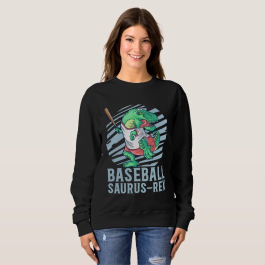 Sweatshirt Baseball Saurus Rex for Kids Future Baseball Playe (Devant entier)