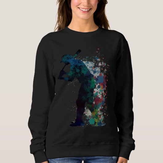 Sweatshirt Baseball silhouette player variegated colors desi (Devant)