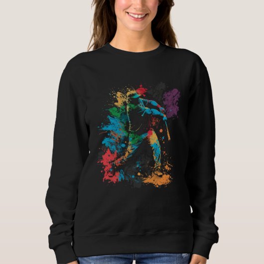 Sweatshirt Baseball Splash Retro Baseball Bat Baseballer (Devant)