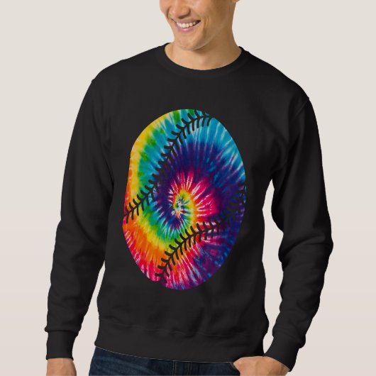 Sweatshirt Baseball Tie Dye Rainbow Hippie Baseball Softball  (Devant)