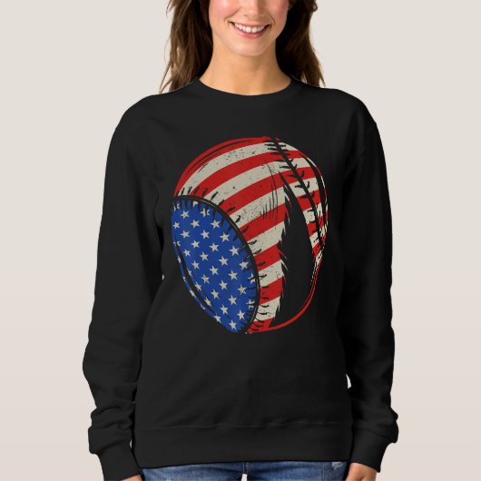 Sweatshirt Baseball US American Flag July 4th Patriotic Vinta (Devant)