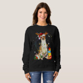 Sweatshirt Basenji Christmas Reindee Santa Hat Lights Chien X (Devant entier)