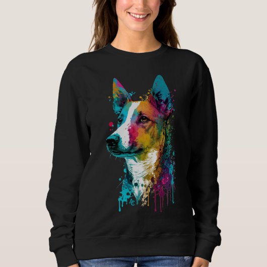 Sweatshirt Basenji - Graffiti Neon Enk Splash (Devant)
