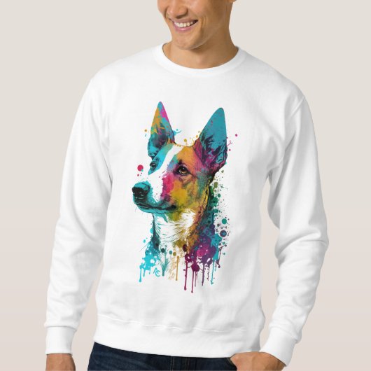 Sweatshirt Basenji - Graffiti Neon Enk Splash (Devant)