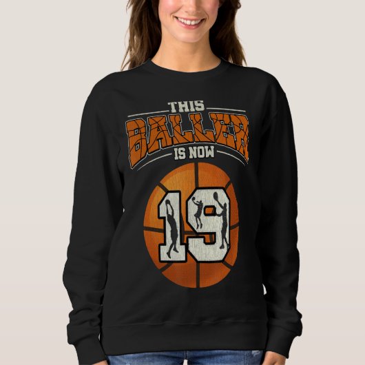 Sweatshirt Basket-ball 19e anniversaire fille Boy Bball 19 an (Devant)