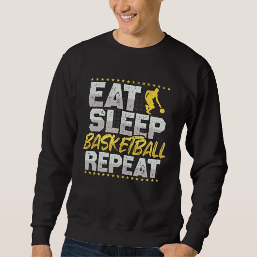 Sweatshirt Basket-ball Manger Dormir Répéter Dunking Hobby Ba (Devant)