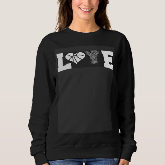 Sweatshirt Basketball Love with Net and Ball Heart Valentine  (Devant)