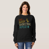Sweatshirt Basketballer Sport Retro Graphic Eat Sleep Basketb (Devant entier)