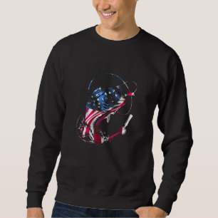 Sweatshirt Basse Pêche Drapeau Américain Pour Pêcheur Patriot