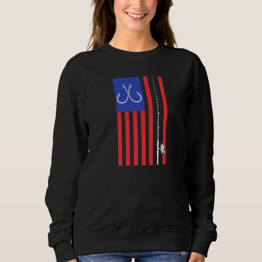 Sweatshirt Basse Pêche Poteau Américain Drapeau Couleur (Devant)