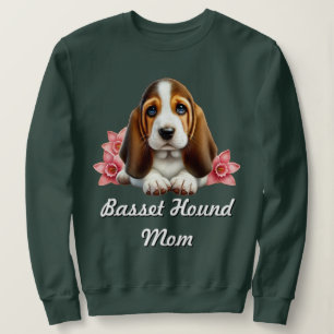 Sweatshirt Basset Hound Chiot Avec Fleurs
