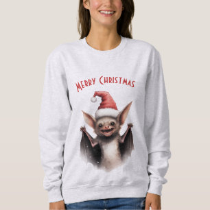 Sweatshirt Bat à effroi Santa Hat Rouge Poinsettia Noël