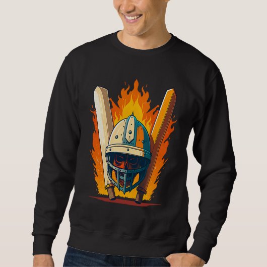Sweatshirt Bat And Helmet Cricket Player (Devant)