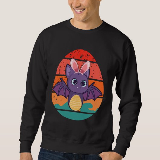 Sweatshirt Bat Bunny Happy Easter Eggs Retro Men Women Kids (Devant)