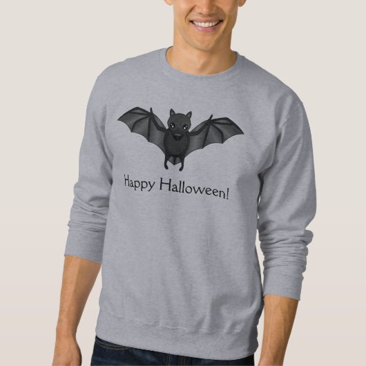 Sweatshirt Bat Cartoon Cute Et Joyeux Texte D'Halloween (Devant)