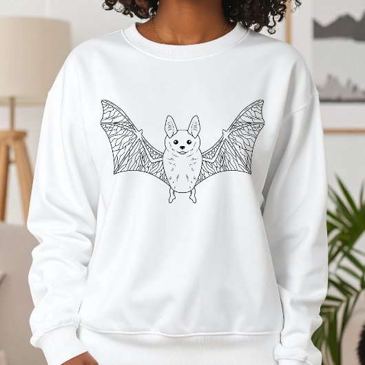 Sweatshirt Bat Cute Avec Ailes Ouvertes Ligne Simple Art Hall