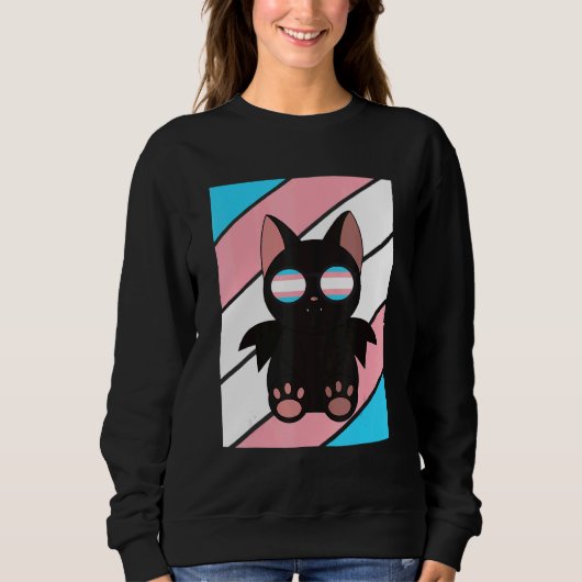 Sweatshirt Bat With Pride Transgender Flag LGBTQ Proud Ally P (Devant)
