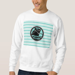 Sweatshirt Bateau de croisière de lt Blue White Striped Black