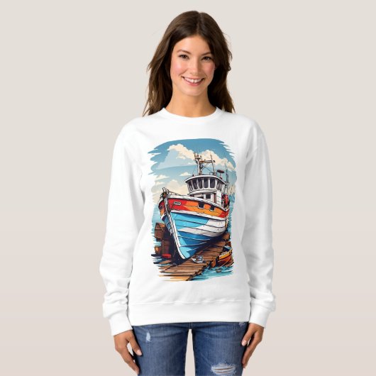 Sweatshirt Bateau de pêche (Devant entier)
