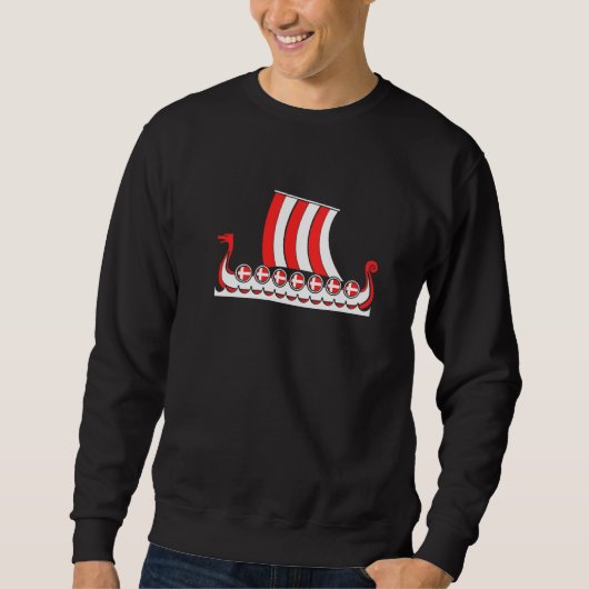 Sweatshirt Bateau dragon de navire Viking Danemark Drapeau d (Devant)