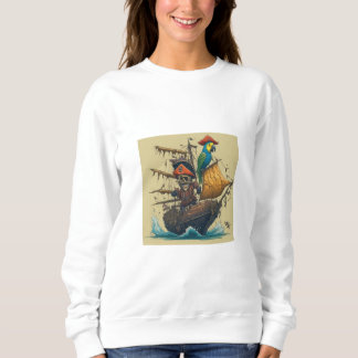 Sweatshirt bateau pirate avec perroquet
