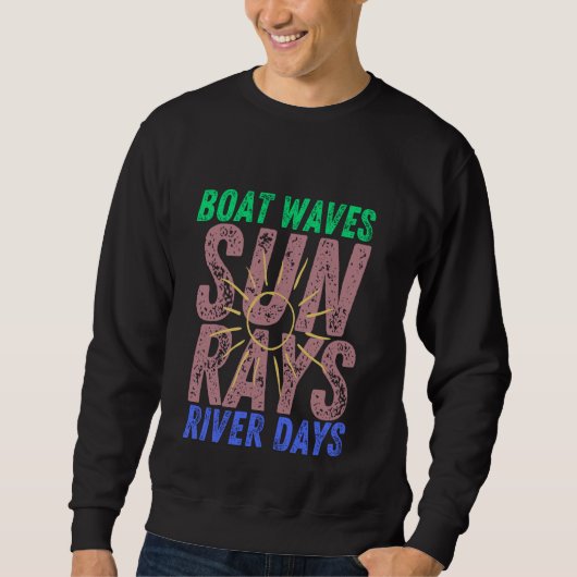 Sweatshirt Bateau Waves Sun Rays River Days Joli Retro Summer (Devant)
