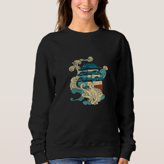 Sweatshirt Bâtiment traditionnel asiatique Japonais Ocean Wav