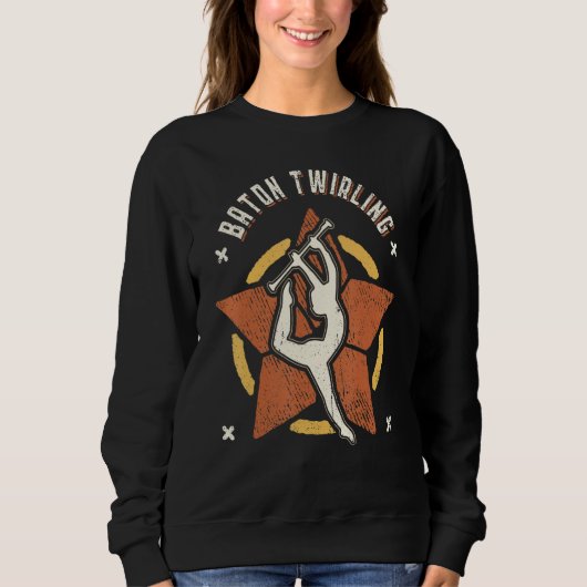 Sweatshirt Baton Twirling Vintage Retro Classic Sport (Devant)