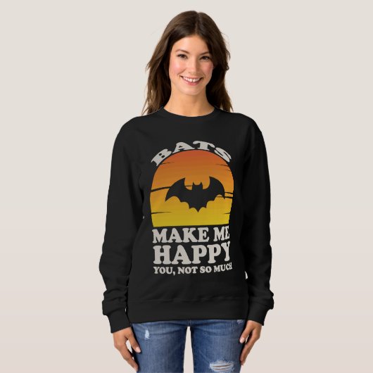 Sweatshirt Bats Make Me Happy, Bat Clothes, Bat (Devant entier)