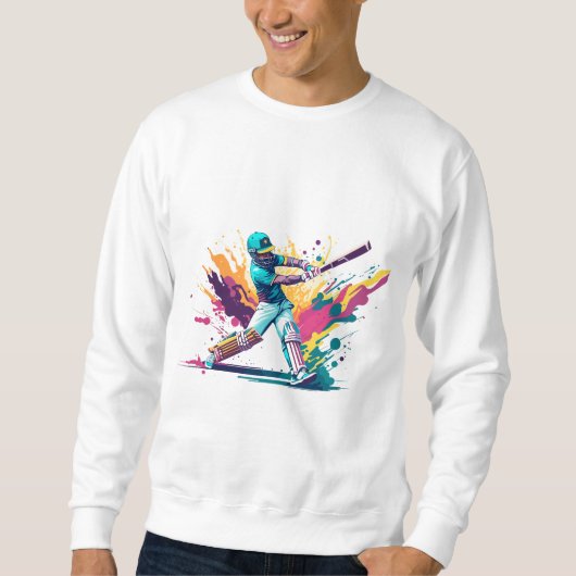 Sweatshirt Batteur de cricket - Conception Abstraite de l'écl (Devant)