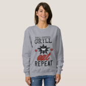 Sweatshirt BBQ Rustique Fumée Grill MANGER RÉPÉTER (Devant entier)