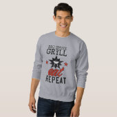 Sweatshirt BBQ Rustique Fumée Grill MANGER RÉPÉTER (Devant entier)