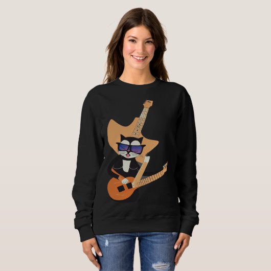 Sweatshirt Be a Cat That is Cool Playing Guitar Abstract (Devant entier)