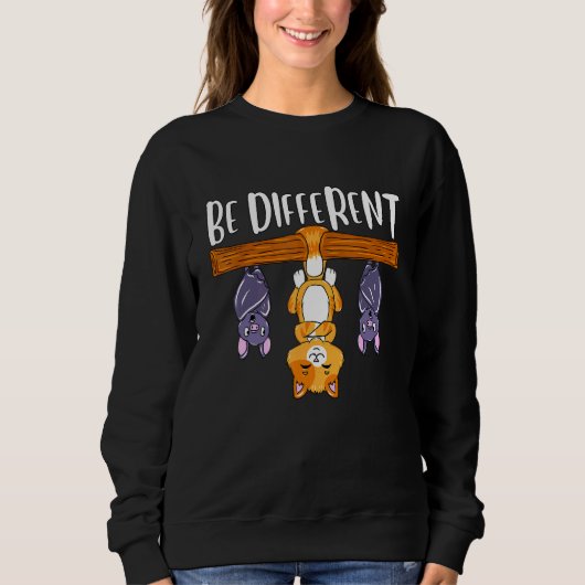 Sweatshirt Be different cat with bat on a branch white (Devant)