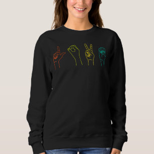 Sweatshirt Be Kind Asl American Sign Language Cute Kindness