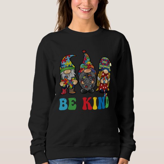 Sweatshirt Be Kind Autism Gnomes Sunflower Autism Awareness M (Devant)