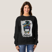Sweatshirt Be Kind Sensibilisation sur l'autisme Messy Bun Fe (Devant entier)