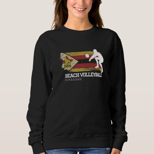 Sweatshirt Beach Volleyball Zimbabwe Drapeau Love Volleyball (Devant)
