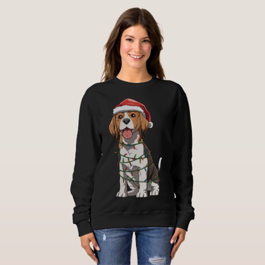 Sweatshirt Beagle Avec Santa Hat Noël Thème Beagle Amour (Devant entier)